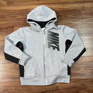 Nike Therma Fit Hoodie Full Zip Long Sleeve Polyester Sweater Gray Boys Large 7